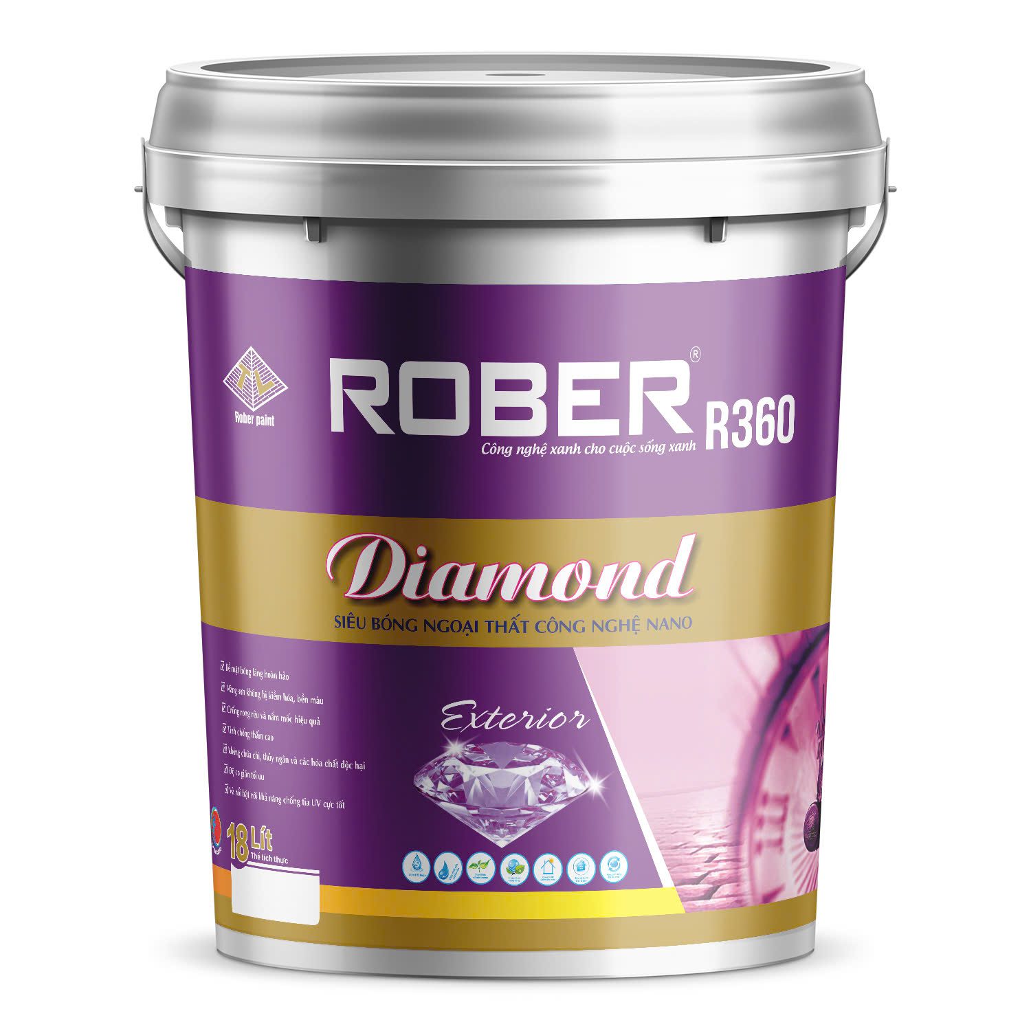 Rober Nano Diamond | Rober sơn siêu bóng ngoại thất công nghệ nano 1 Rober Nano Diamond | Sơn siêu bóng ngoại thất công nghệ nano