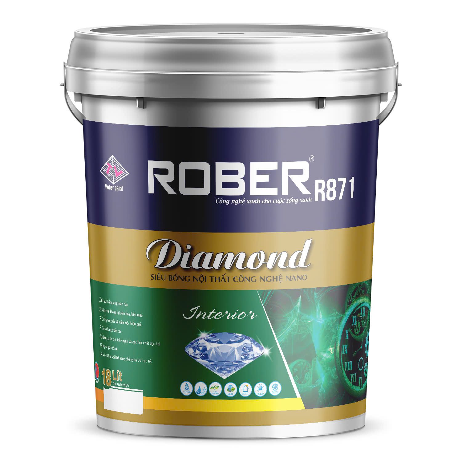 Rober Nano Diamond | Rober sơn siêu bóng nội thất công nghệ nano 1 Rober Nano Diamond | Sơn siêu bóng nội thất công nghệ nano