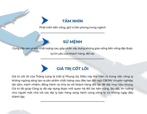 VỀ CHÚNG TÔI 6 Bảng tóm tắt Tầm nhìn, Sứ mệnh và Giá trị cốt lõi của Công ty Sơn Thăng Long